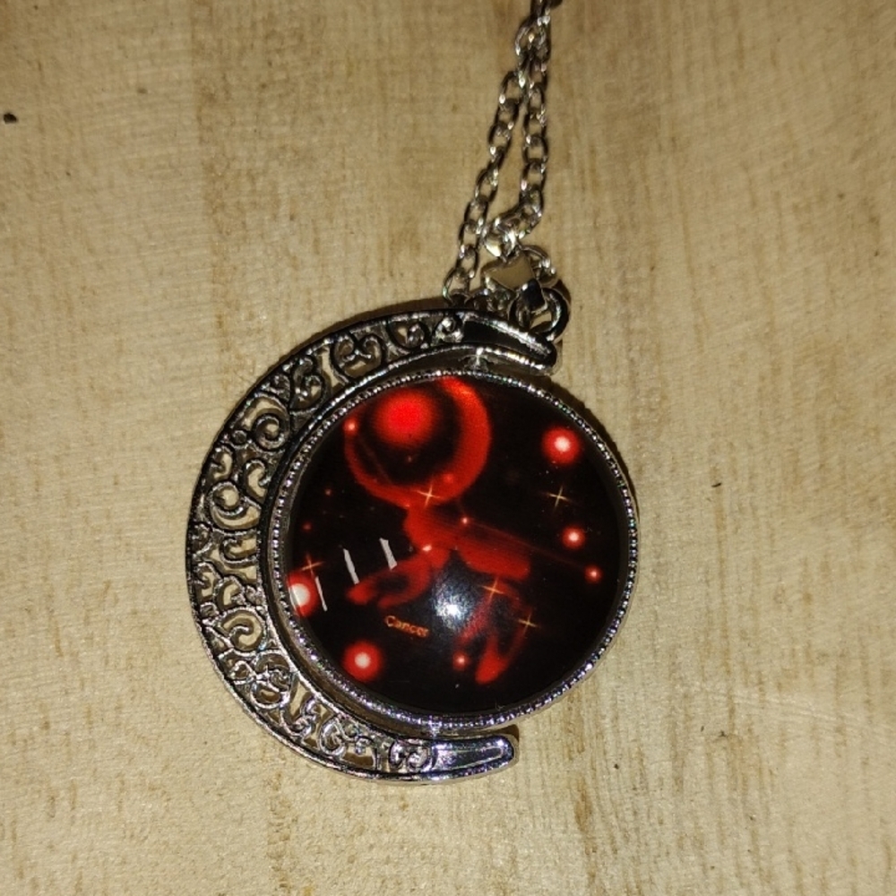 Crescent Moon Cancer Pendant Necklace